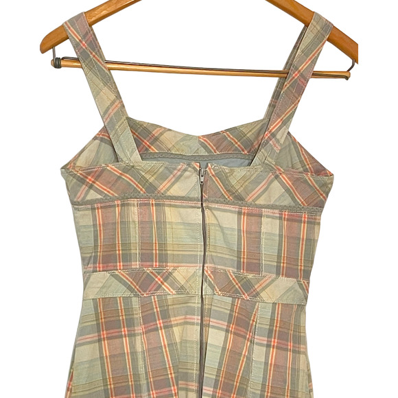 3-FOR-$30 Fossil Sz S Fitted Jumper Dress Sweetheart Neckline Plaid Cotton Retro - Picture 3 of 7